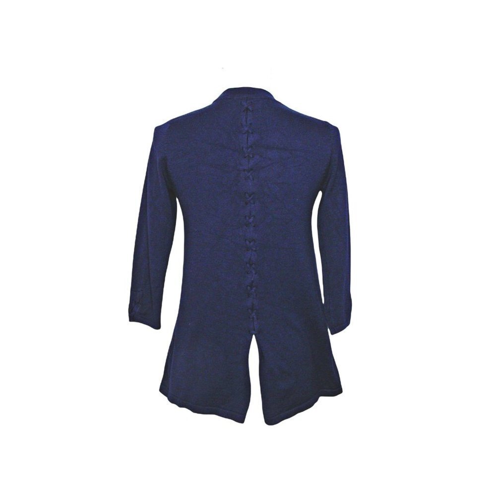 Lety & Me Womens Braided Cardigan Sweater Navy Blue Open Front 3/4 Sleeves Sz XS - Picture 3 of 11